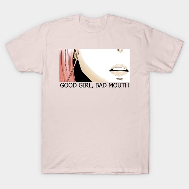 Anime girl quote "Good Girl, Bad mouth" T-Shirt by Elsieartwork